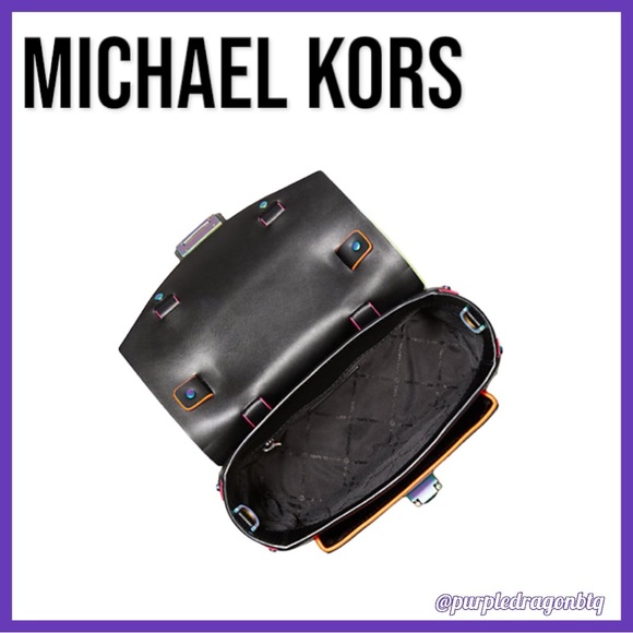 MICHAEL KORS MANHATTAN CONTRAST-TRIM LEATHER SATCHEL NWT - Picture 2 of 3